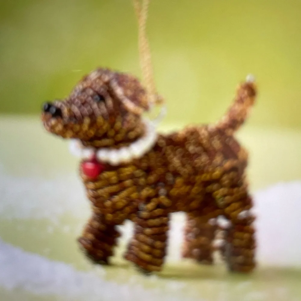 ❤️ ANTHROPOLOGIE DACHSHUND BEADED DOG ORNAMENT NEW